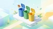 © Emauel Leiros AI - 3D Isometric Minimalist Color Coded Waste Sorting Bins Concept