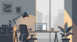© Widehope - Modern home office workspace with laptop and desk lamp.