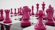 © ratna - Magenta chess pieces on a reflective black and white board