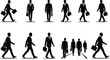 © rajjak vect - Collection of business people walking in various poses and directions in black silhouette