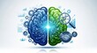 © theo - Brain with circuit boards and business icons