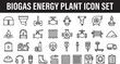 © MdSabbir - Biogas Energy Plant Icon Set Featuring Industrial Equipment and Renewable Power Generation Symbols in Linear Vector Style