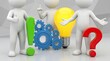 © karina - Teamwork and Ideas - Gears, Lightbulb, Question Mark, and Exclamation Mark.