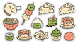 © flavia - Cute cartoon sushi and japanese food assortment illustration