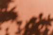 © magic_cinema - Sharp tropical leaf shadow cast on a dark terracotta wall. Mediterranean summer aesthetic, sunlight, warm vacation vibe, rustic exterior, natural background, minimalist botanical design.