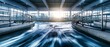 © Kristina - Water treatment facility with flowing water under bright windows at sunrise
