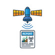 © Aleksandr_79 - Satellite transmitting analytical data to a report document for remote monitoring and communication.