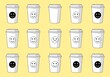 © jual - Collection of Coffee Cups with Various Facial Expressions.