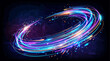 © sajjadhossain - Neon dot matrix forming dynamic light trails in a digital environment with vibrant colors.