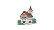 © Adam Azriel  - Illustration of a Traditional Half-Timbered European Village House