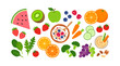 © Segati - Assortment of Fresh Fruits Vegetables and Healthy Food Items for a Balanced Diet Vector