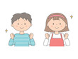 © ミミクリ - やる気いっぱいでガッツポーズをする男の子と女の子