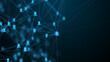 © MOTION ARF - Futuristic blue people network, cyber social media connection user nodes with right copy space for corporate presentation.