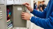 © Ahmad Nurhilal  - Close Up of Male Student Hands Opening Metal Locker with Combination Dial in School Hallway