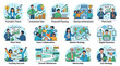 © muse - Business startup development stages and entrepreneurship growth set