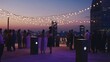 © Aiman Nabeel - People Socializing at Rooftop Party with String Lights at Dusk