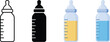 © MSTROKAYA - Baby Bottle Icons - Outline, Solid, and Filled with Milk or Water