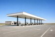 © Sekai - Unbranded Multi Lane Gas Station On Flat Plain In Harsh Daylight With Expansive Perspective View