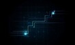 © Delilah zoe - Digital ascending graph with light blue lines and bright nodes on a dark grid background.