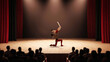 © master1305 - Ballet duet holding high lift on bright stage before audience silhouettes. Concept of premium dance production, theater season promo, live performance banner, cultural arts campaign.