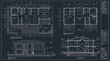 © S.Siam - Architectural blueprints of a modern twostory villa, including floor plans, section, and elevation views on a dark background