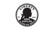 © SoHel - Black and white vector illustration of a coin featuring a girl silhouette with the text liberty and one dollar Vector