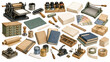 © PearlS - Print Shop Studio Watercolor Clipart Collection with Letterpress, Bookbinding, Stationery Paper Craft, and Printing Tools