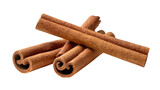 Isolated close up of aromatic dried cinnamon sticks, spicy traditional cooking ingredient