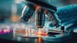 © Shahriar - Scientist using a microscope examining samples in a laboratory.