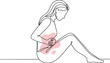© Sabit - Woman with stomach pain, menstrual cramps, female health issues, discomfort, vector illustration