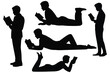 © MDHASAN - Reading man in various poses black silhouette