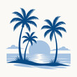 © Crafted Canvas - Funny summer beach scene with palm trees at sunset
