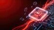© TommyNa - Artificial intelligence processor chip with glowing red data channels and advanced machine learning computing technology concept