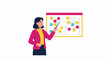© John - Business Woman Presenting Project Management Strategy on Kanban Whiteboard with Sticky Notes