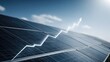© kaya - Close-up solar panel with white rising arrow.