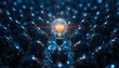 © MD - Radiant Light Bulb Idea Amongst Dark Spheres, Symbolizing AI Birth and Innovation