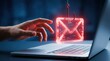 © Nats - Fraudulent messages and spoofing via a red phishing hook icon on a laptop screen.