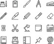 © GOUTOM - 20 School Stationery and Office Supplies Line Art Icon Set Vector.
