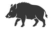 © Noemi - Solid black silhouette of a wild boar walking.