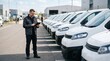 © Тоха Шикула - Fleet management action vehicle inspection at logistics center digital tools urban environment professional viewpoint