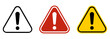 © Jayanto - Warning triangle icon set illustration, red yellow and black exclamation caution signs for hazard alert, safety notice, risk prevention, emergency symbol. Warning and alert icon collection. vector eps