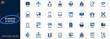 © aura studio - Business and office icon set. Teamwork, employees, meetings, contracts, handshake, corporate workspace, digital technology, professional productivity. Editable icons collection. Vector.