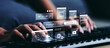 © Katawaredoki - Business woman using ai prompt based multimedia content creation interface with audio waveform, video editor, image tools, and digital automation system on computer keyboard