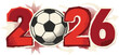 © 成 sнıηяα тєηsєı ツ - Vintage 2026 soccer championship logo, retro red typography with soccer ball, sports tournament vector illustration for world cup events