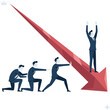 © MstJasmin - PrinBusiness Team Trying to Stop Falling Red Arrow Chart Vector Illustration for Economic Crisis Financial Loss Inflation and Bankruptcy Conceptst