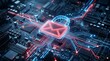 © Ribas_ProductPro - Digital email envelope inside glowing secure padlock on motherboard representing phishing threat and encrypted communications