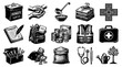 © 21graphic - Charity and Donation Icons Set: Black and White Line Art