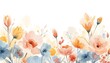 © Miftah - Abstract watercolor painting with delicate floral elements. Features soft petals in shades of pink, orange, and blue.