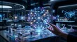 © TR Stock Studio - Holographic network display with connected devices futuristic digital illustration