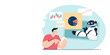 © jiradej - AI robot assistant helping man invest in stock market with financial graph charts, flat design.